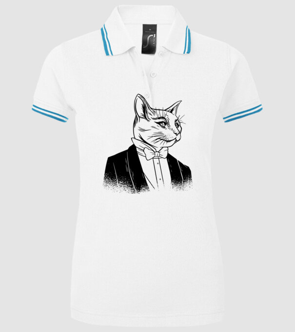 Pisică Elegantă model alb pe tricou