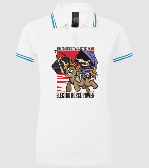 Cai putere electric model alb pe tricou