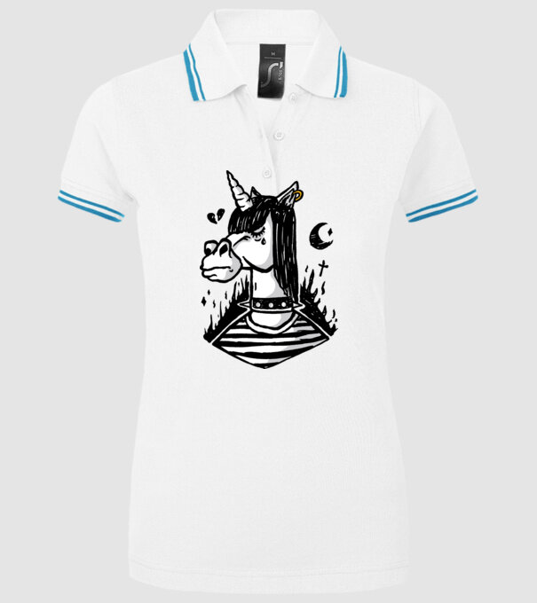 Emo unicorn model alb pe tricou