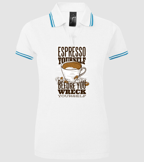 Espresso Yourself cu Cafea model alb pe tricou