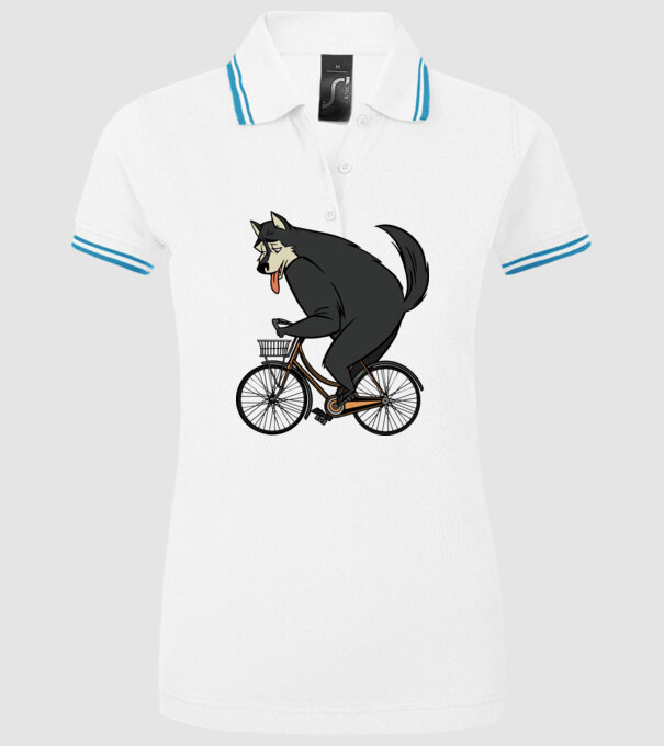 Lup pe bicicletă model alb pe tricou