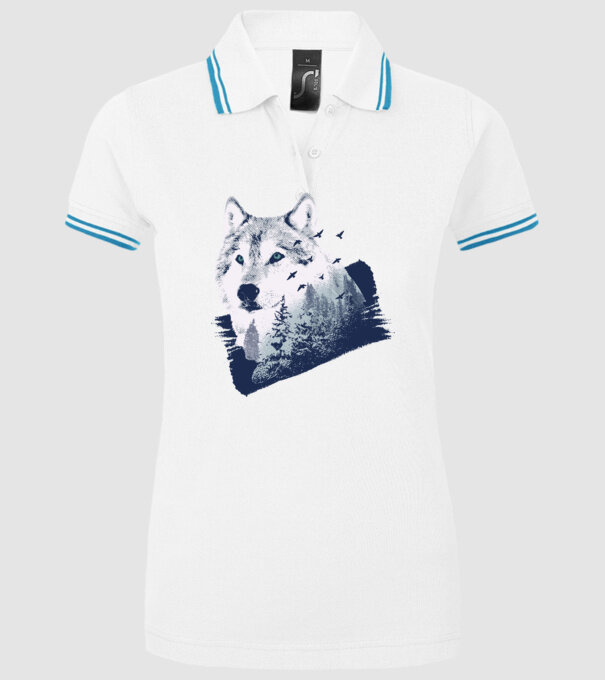 Tricou design Pădure Lup model alb pe tricou