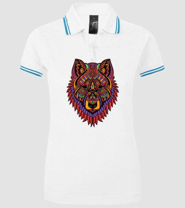 Cap de lup model alb pe tricou
