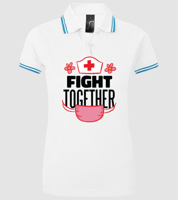 Fight together Asistentă medicală model alb pe tricou