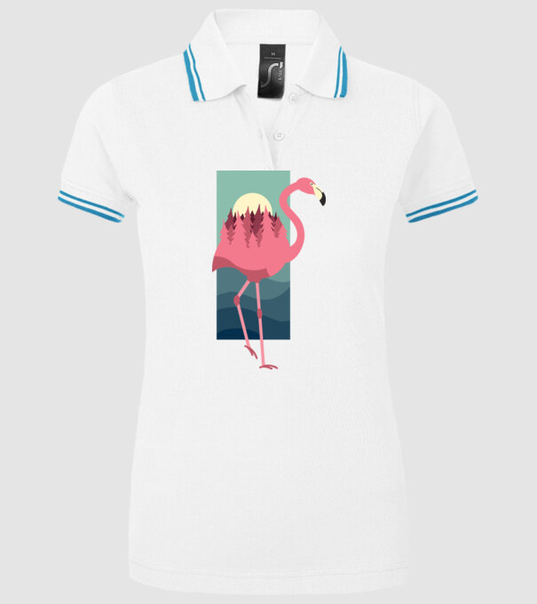 Flamingo Design model alb pe tricou