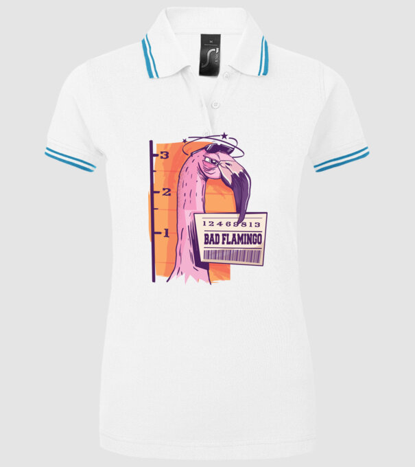Flamingo arestat amuzant model alb pe tricou