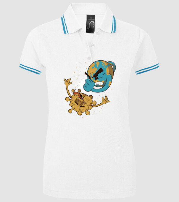 Pământ vs Coronavirus model alb pe tricou