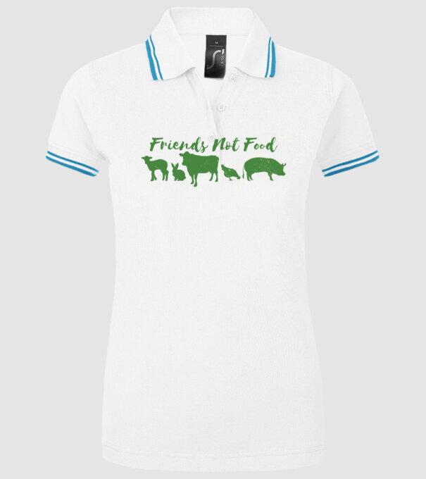 Friends Not Food Vegan model alb pe tricou