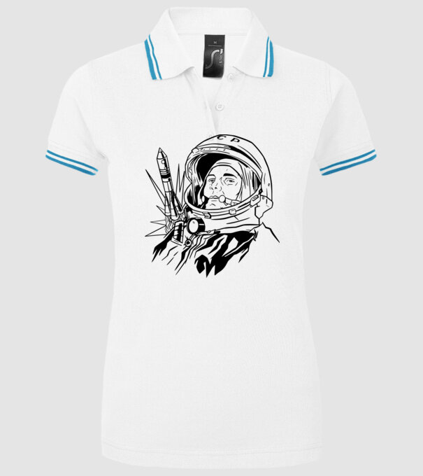 Astronautul Gagarin model alb pe tricou