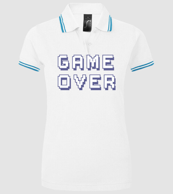 Game Over model alb pe tricou