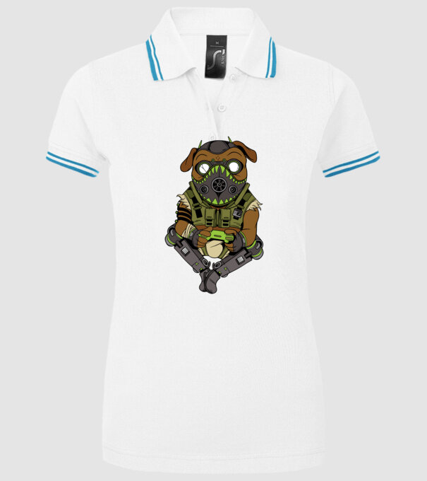 Mops Gamer model alb pe tricou