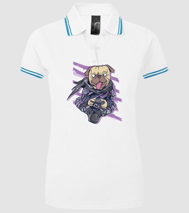 Mops Gamer tricou amuzant cu câine model alb pe tricou