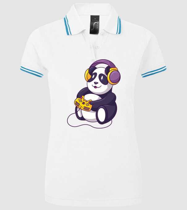 Gamer Panda model alb pe tricou