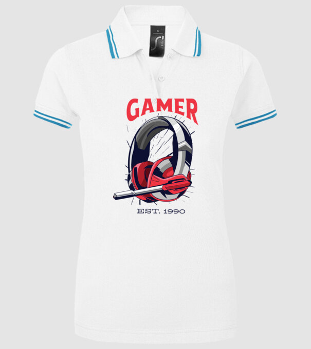Gamer est. 1990 model alb pe tricou