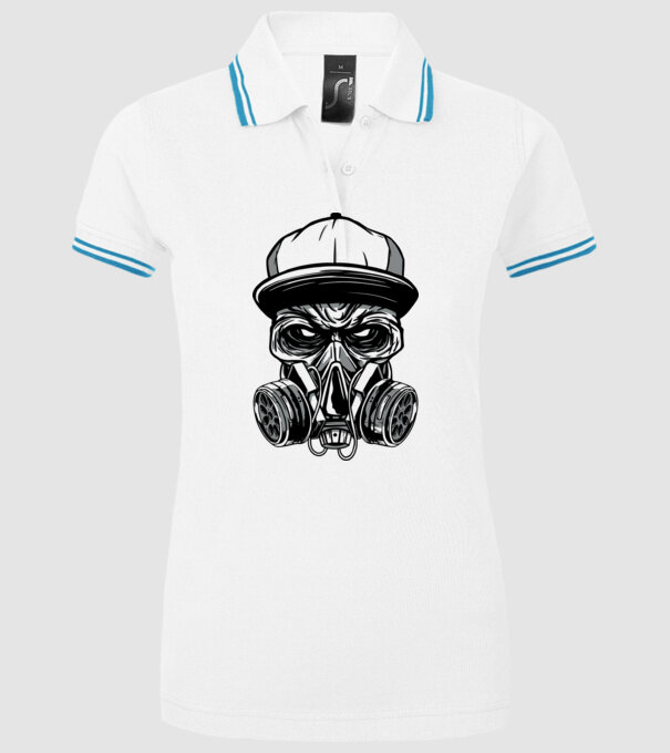 Mască de gaz Craniu model alb pe tricou