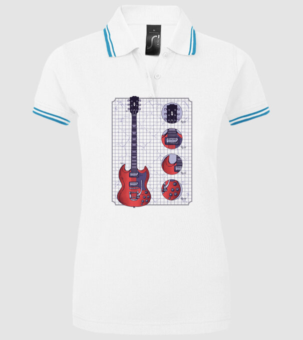 Gibson Chitară desen model alb pe tricou