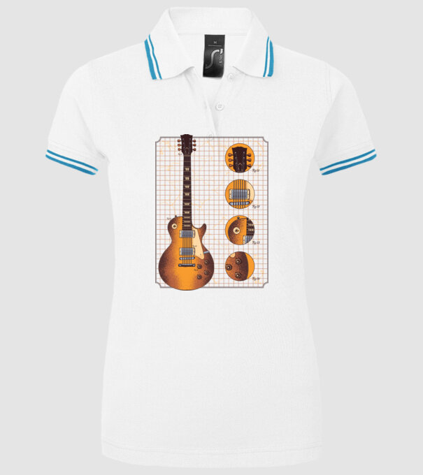Gibson Chitară desen gold model alb pe tricou