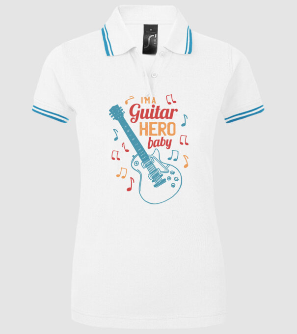 Erou chitarist model alb pe tricou