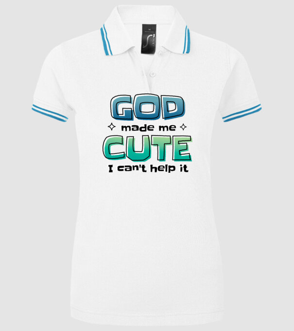 God made me cute model alb pe tricou
