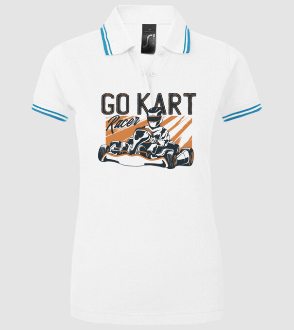 Concurent Go-kart model alb pe tricou