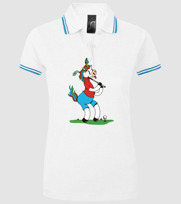 Unicorn jucător de golf model alb pe tricou