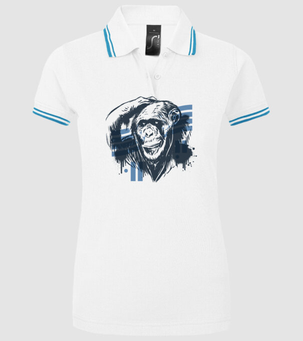 Maimuța gânditoare model alb pe tricou