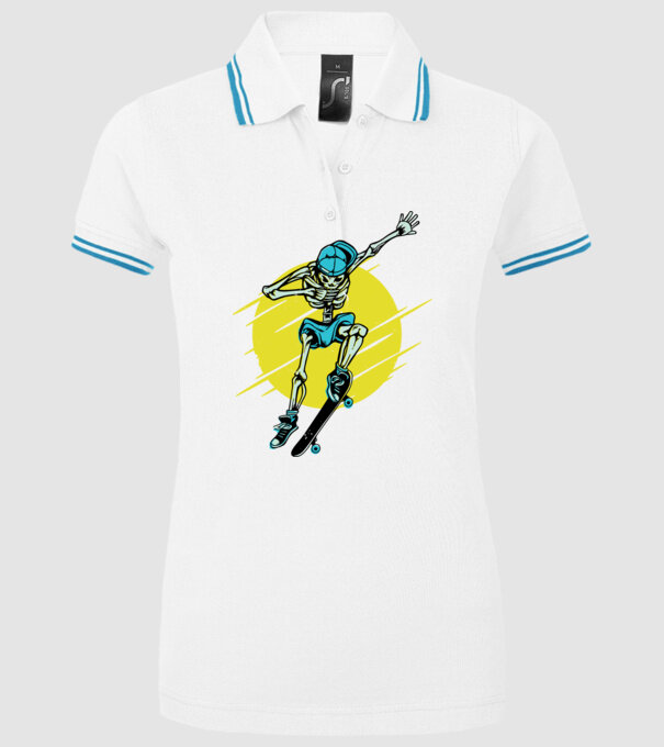 Schelet Skateboarder model alb pe tricou