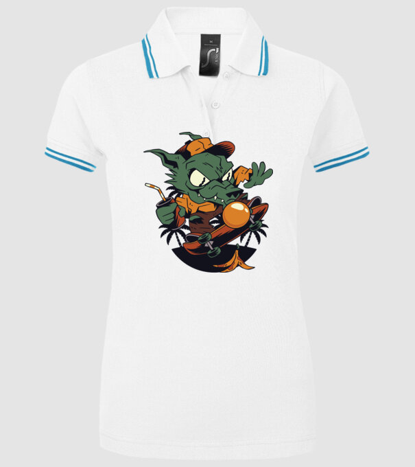 Vârcolac Skateboarder model alb pe tricou