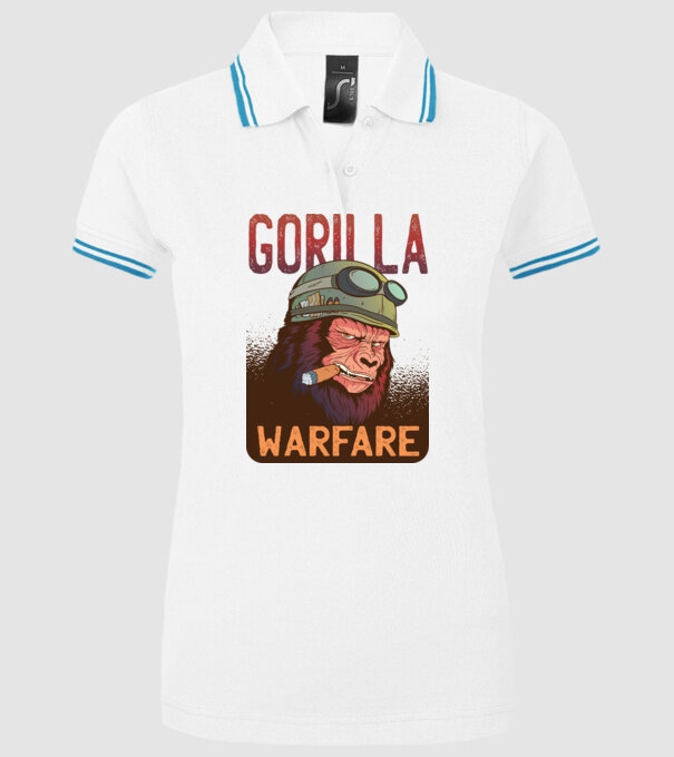 Gorilla Warfare model alb pe tricou