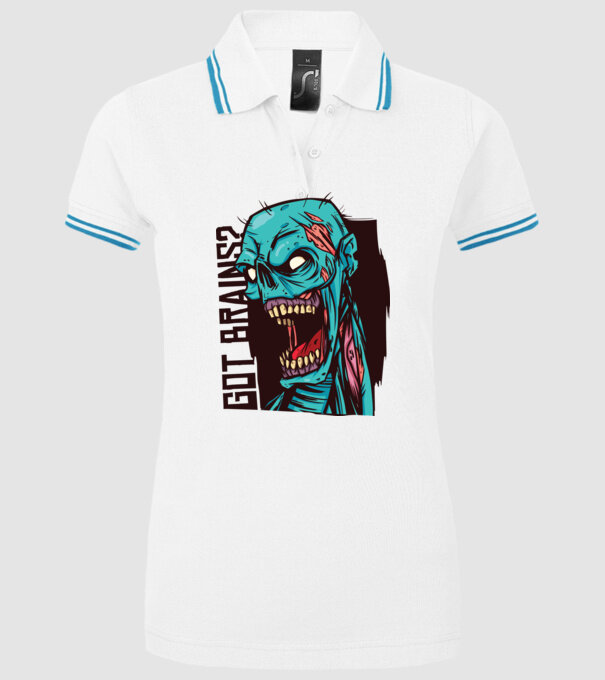 Got Brains? Cap Zombie model alb pe tricou