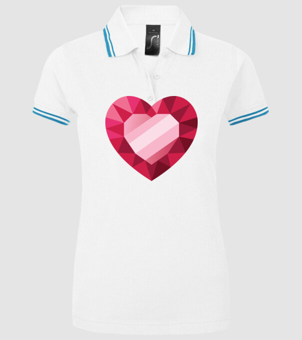 Inimă diamant model alb pe tricou