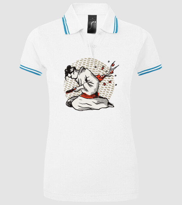 Samurai Harakiri model alb pe tricou