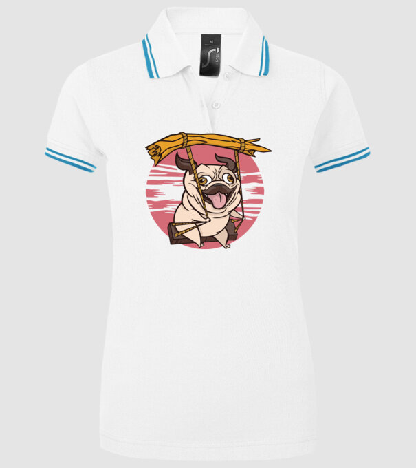 Mops cu leagăn model alb pe tricou