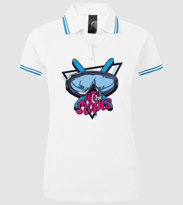 Hit the Slopes - tricou schi model alb pe tricou