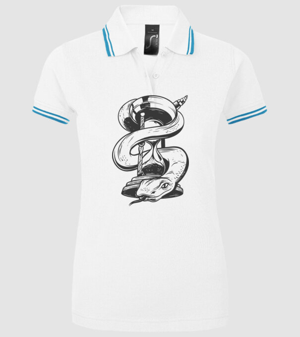 Șarpe clepsidră model alb pe tricou