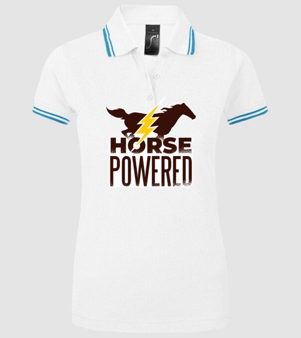 Horse Powered Cal-putere tricou călăreț model alb pe tricou