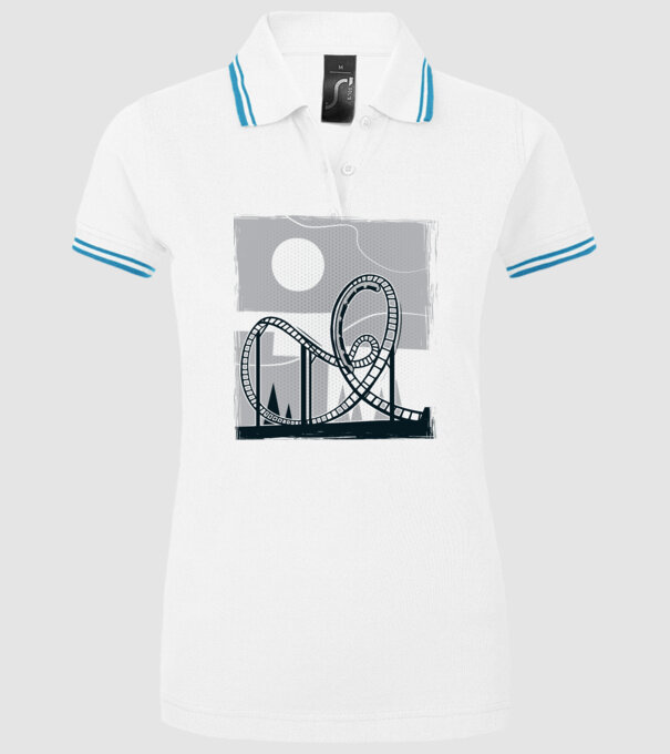 Roller coaster model alb pe tricou