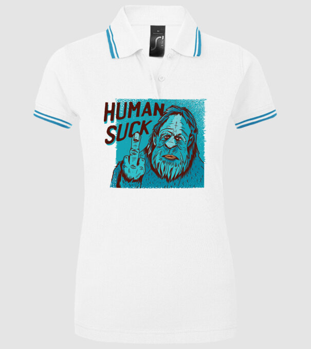 Human Suck - Yeti spune tricou amuzant antisocial model alb pe tricou