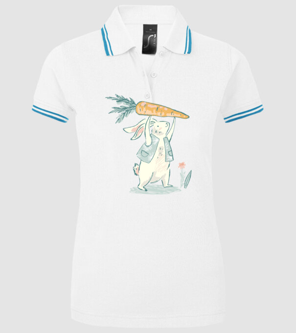 Iepuraș de Paște cu morcov model alb pe tricou