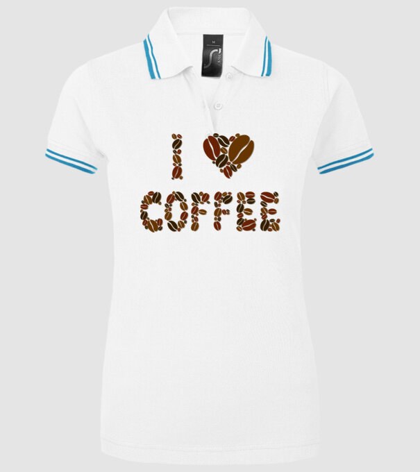 I Love Coffee model alb pe tricou