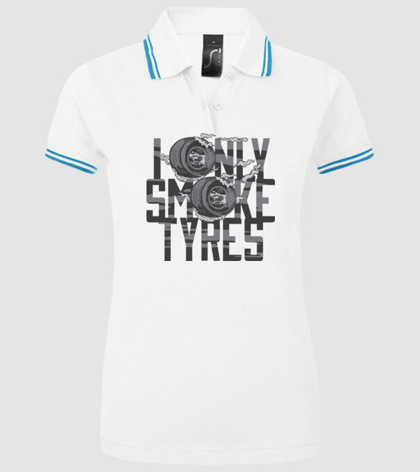 I only smoke Tyres model alb pe tricou