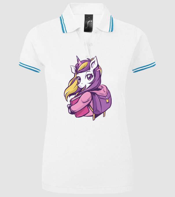 Școlăriță Unicorn model alb pe tricou