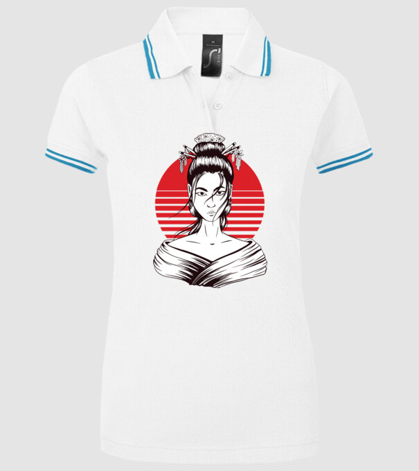Geisha japoneză model alb pe tricou