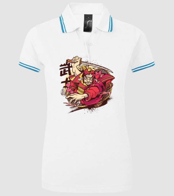 Războinic japonez model alb pe tricou