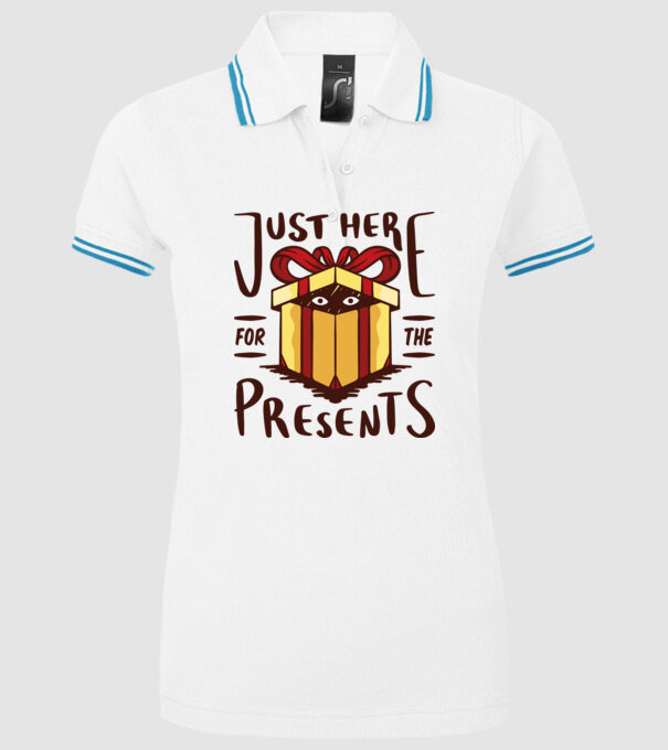 Just here for the presents tricou de Crăciun model alb pe tricou