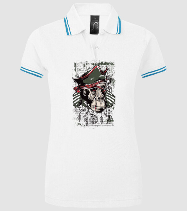 Maimuță Pirat model alb pe tricou