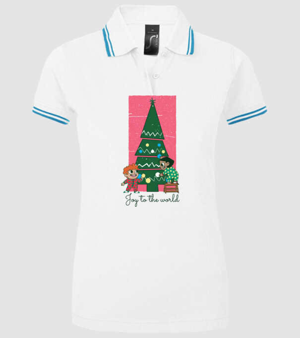 Împodobire pom de Crăciun model alb pe tricou