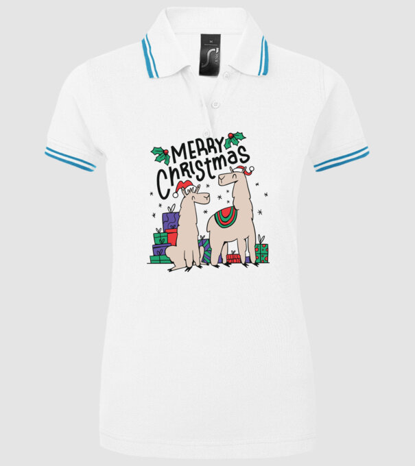 Alpaca de Crăciun model alb pe tricou
