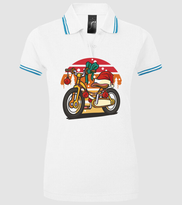 Bicicletă de Crăciun model alb pe tricou