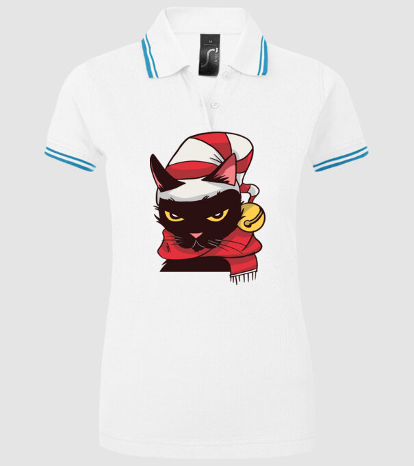 Pisică de Crăciun model alb pe tricou